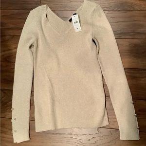 Ann Taylor V-Neck Sweater~Pearl Detail